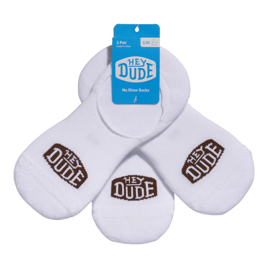 HEYDUDE No Show Sock 3 Pack – White
